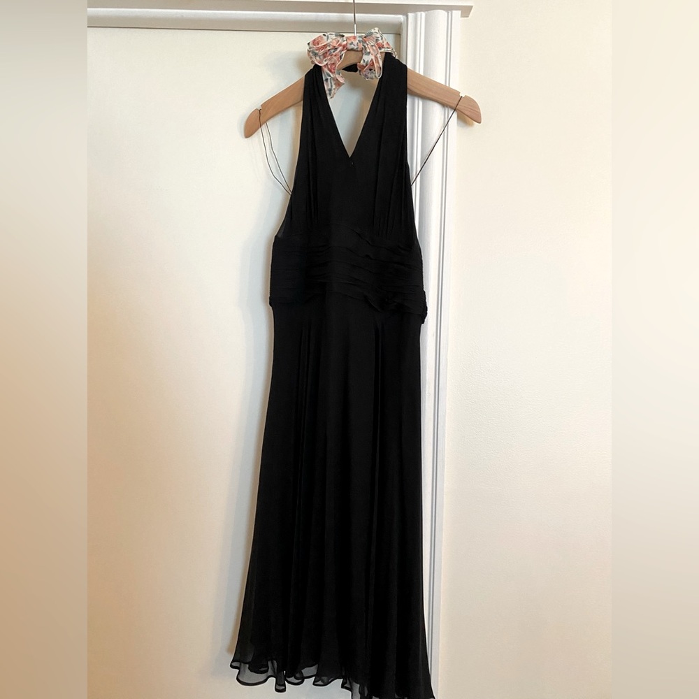 London Times Black midi halter cocktail dress /bridesmaid dress / wedding guest